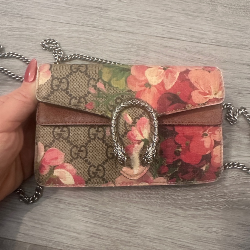 Gucci Pink Floral Canvas Crossbody Bag